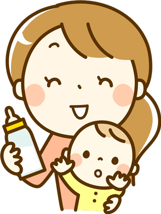 お母さんにだっこされる赤ちゃんのイラスト